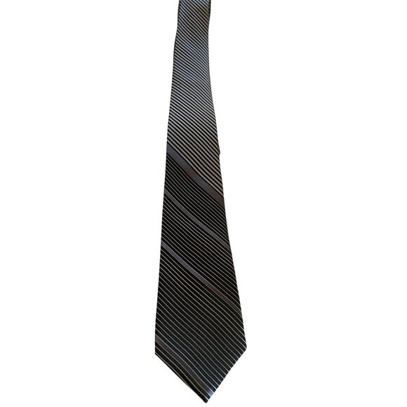 George Mens Black & Gray Striped Neck Tie - Picture 3 of 4